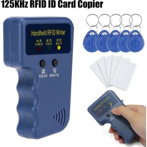 Handheld 125KHz RFID Duplicator Copier Writer Programmer Reader + EM4305 T5577 6 Keys 6 Cards Rewritable ID Keyfobs Tags Card