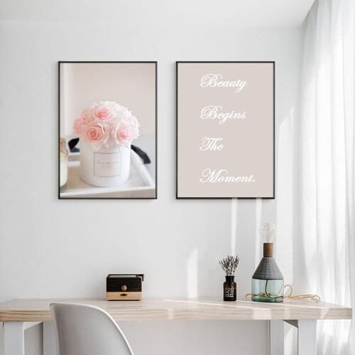 Scandinavian Minimalist Rose Flower Wall Art Canvas Painting Nordic Posters and Prints Wall Pictures for Living Home Decoration