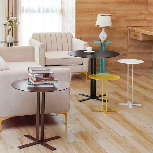 Nordic sofa coffee table light luxury table mini modern minimalist small round table creative wrought iron coffee table