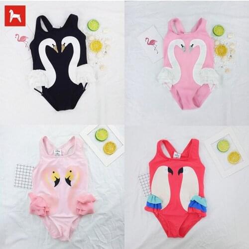 Black Swan Flamingo Parrot Girl One-piece Swimsuit