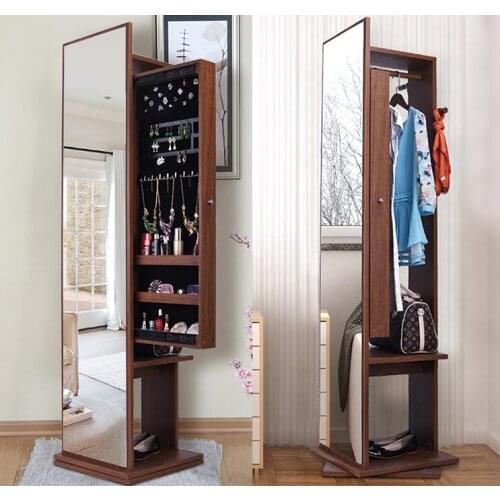 Dressing mirror, cloakroom, full body floor mirror, simple modern living room storage cabinet, multi-functional rotating fitting