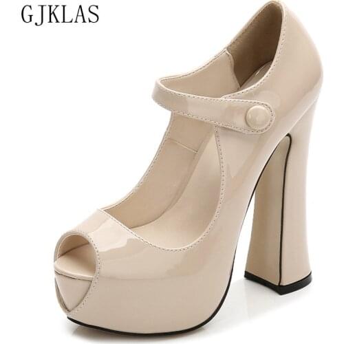 Peep Toe Platform Shoes Women High Heels Sexy Cosy Dress Woman Chunky Heels Wedding Elegant Chunky Heel Pumps Red Platform Heels