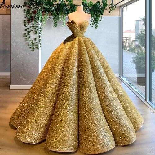 Turkish Couture Gold Sequins Celebrity Dresses A-Line Plus Size Sweetheart Red Carpet Runaway Dresses Opening Ceremony Gowns