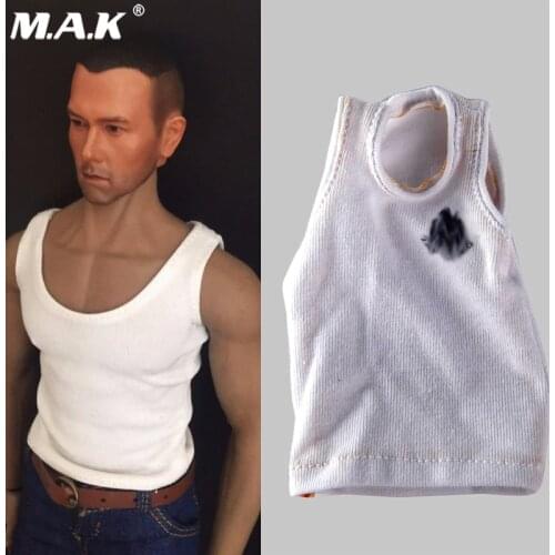 In Stock 1/6 Scale Mens Casual Vest Model White Sleeveless Tops T-shirt Toy Clothes For 12-inch Male Figure Body Doll