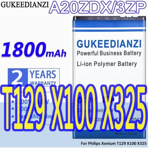 High Capacity GUKEEDIANZI Battery A20ZDX/3ZP 1800mAh For Philips Xenium T129 X100 X325