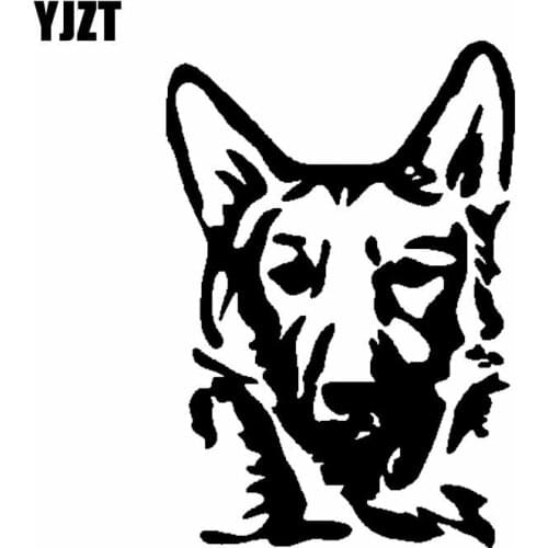 YJZT 11.2CM*16.3CM Alsatian Dog German Shepherd Head Vinyl Car Trunk Bumper Sticker Black/Silver C2-3215