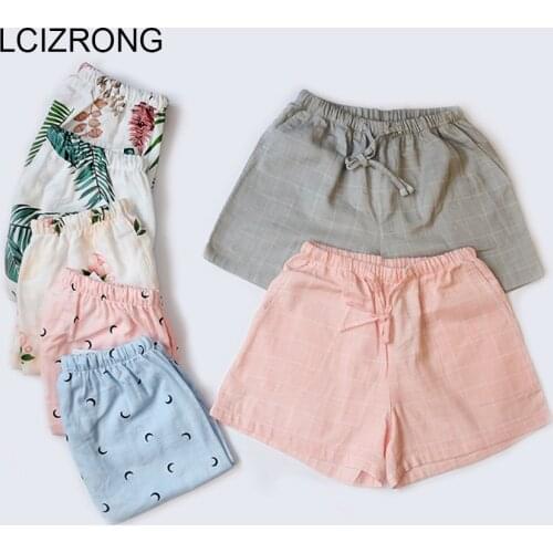 Summer Print Cotton Sleep Bottoms Women M-XL Plus Size Harajuku Unisex Pajama Pants Drawstring Loose Home Shorts Mujer