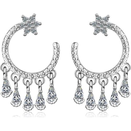 LUKENI Luxury Crystal Girl Stud Earrings For Women Accessories Vintage 925 Sterling Silver Earrings Female Birthday Jewelry Lady