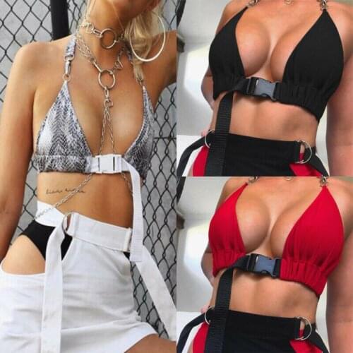 2019 Bikini Women Ladies Front Buckle Bikini Tops Solid Color Unpadded Swimwear Tops Push-in Beachwear Bra Bustier