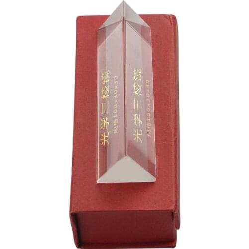 10cm 4\" Optical Glass Triple Triangular Prism Physics Teaching Light Spectrum R9JF