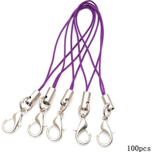 100Pcs Color Polyester Craft Pendant DIY Lanyard Double Ring Jewelry Mobile Phone With Handmade Materials