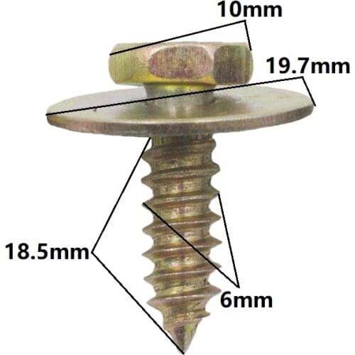 100Pcs Metal Self Tapping Screw Rivet 6mm Fender Car Fastener Cross Screws