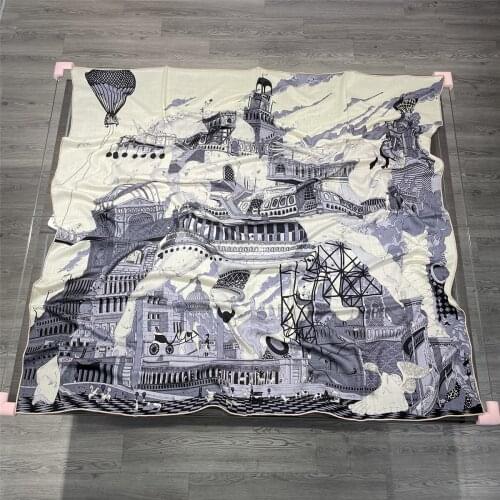 140cm War Castle Design Women Winter Scarf 70% Cashmere 30% Silk Keep Warm Luxury Brand Square Scarf Shawl New Bandana Kerchief
