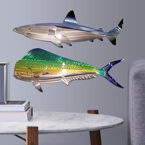 2Pack Large Metal Shark Wall Bedroom Living RoomArt Decor Indoor Furniture Sculpture Patio Porch Fence