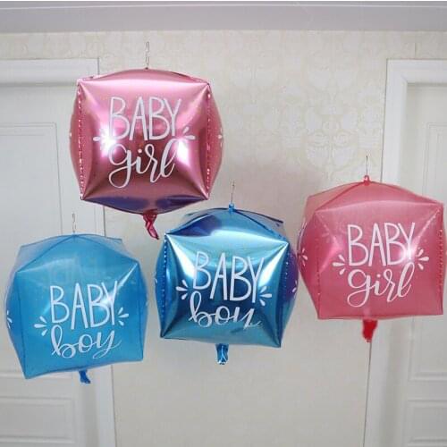 20pcs/lot 4D Square balloon blue pink Baby Boy Girl balloon birthday party happy birthday baby shower decoration childrens toys