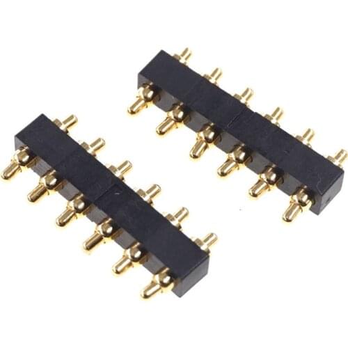 5 pcs Spring-Loaded Double Action Pogo Pin Header Strip 6 Pin 2.54mm Pitch Mount Press-Fit Board to Board 6.6 mm Height