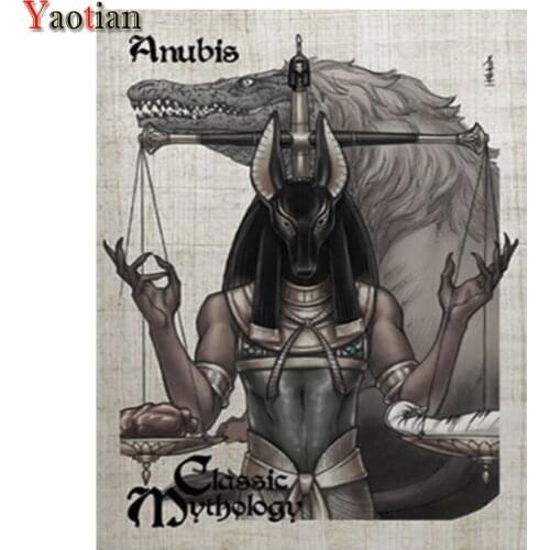 5D DIY Diamond Painting Egyptian God Anubis Cross Stitch Full Square Round Drill Diamond Embroidery Diamond Mosaic Decoration