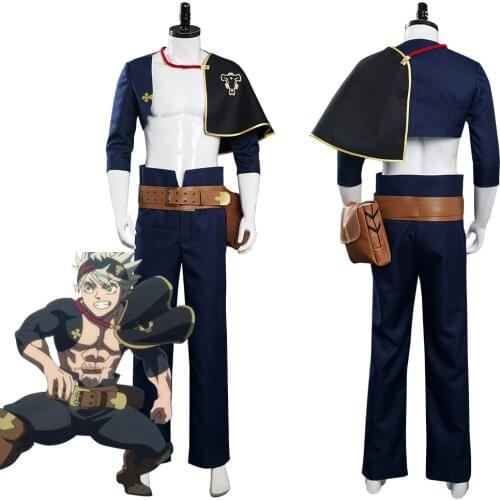 Anime Black Clover Asta Cosplay Costume Man and Woman Halloween Party Costumes Asta Jacket Pants Belt Full Sets