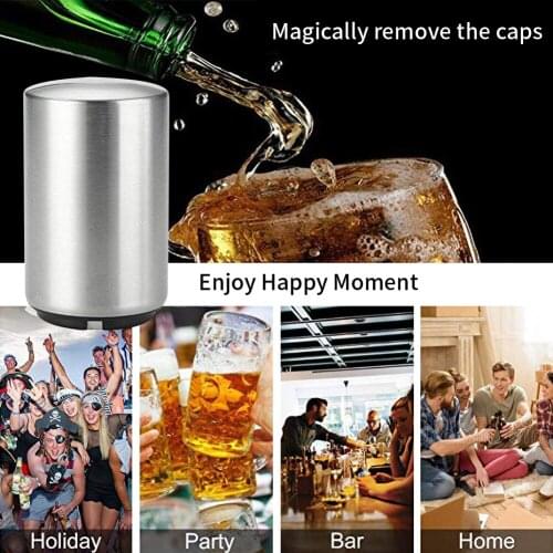 Automatic Beer Bottle Opener Stainless Steel Magnet Jar Opener Kitchen Bar Accessories Wine Can Openers