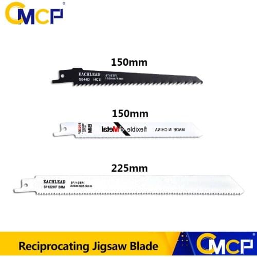 Free Shipping CMCP 1pc 150/225mm Reciprocating Jigsaw Blade For Wood/Meatl T-shank High-Carbon Steel Jig Saw Blade Power Tools