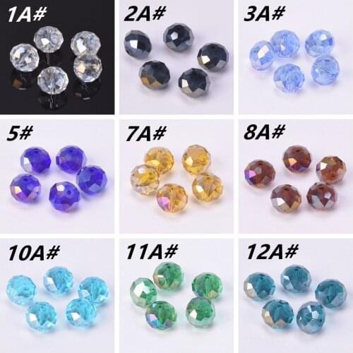 10pcs AB Plated Colors Rondelle Faceted Czech Crystal Glass 14x10mm 16x12mm 18x13mm Loose Spacer Beads for Jewelry Making DIY