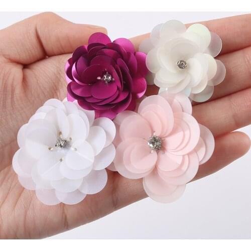 Sequin Flower white ab pink Hand made Sewing Patches DIY Wedding Crafts Shoes Bags Garment Accessory