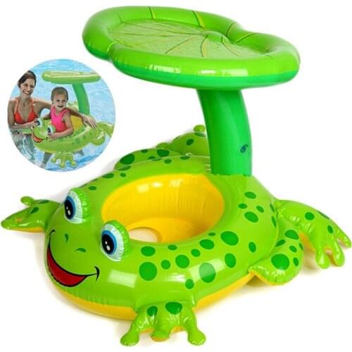 [ Funny ] Seat Float Frog Swimming Pool Accessories PVC Children Pool Inflatable Swimming Circle baby catoon inflatable boat toy