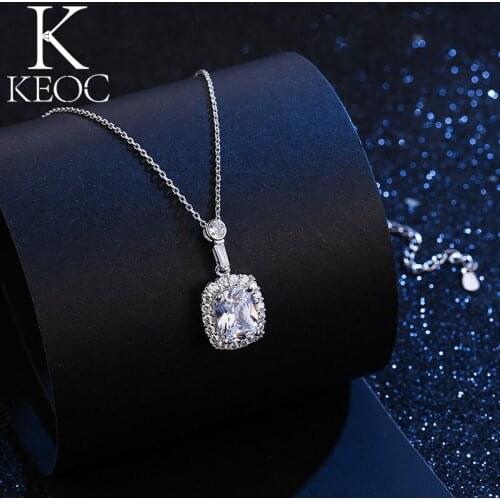 Keoc 2021 Tren Luxury Fashion Square AAA Zircon Pendant Necklace for Womens Wedding Engagement Bride Shining Noble Jewelry Unif