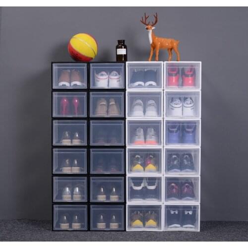 1pcs Basketball Shoes Box Thicken Plastic Shoes Box Stackable Display Cabinet Storage Boxes Detachable Dustproof Organizer