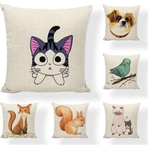 Best-selling Woodland Animal Dog And Cat Pillowcase Bird Fox Squirrel Zebra Living Room Sofa Car Home Decoration Cushion Cover