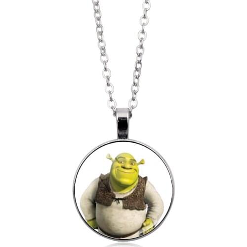 Hot Selling Shrek Necklace Cartoon Photo Glass Cabochon Pendant Necklace Family Shrek Jewelry Necklaces for Women 2021