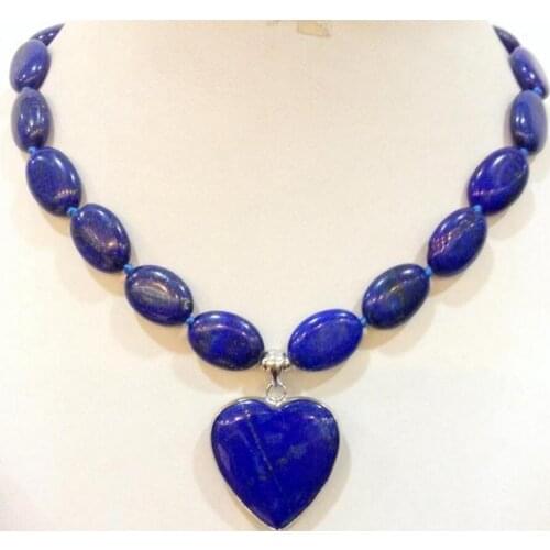 Fashion jewelry HUAMAO New natural lapis lazuli heart pendant necklace 18"