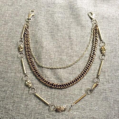 Men Skull Biker Wallet Key Chain Rock Punk Biker Trucker Jeans Pants Crosses Waist Belt Chain Mens Heavy Jewelry DR104