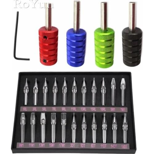Royun 22Pcs Stainless Steel Tattoo Tubes Nozzle Tips For 4Pcs Tattoo Machine Grips Set