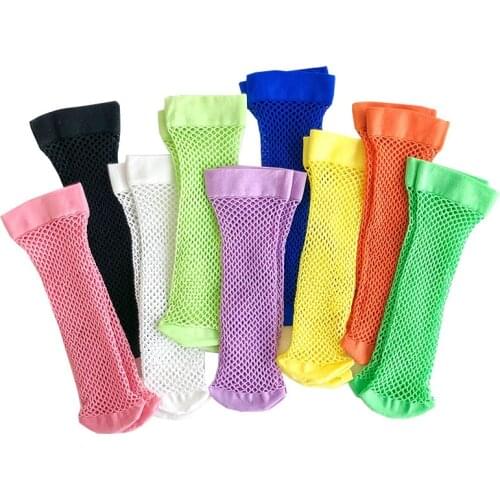Summer Fishnet Socks Women Girls Cute Candy Color Kawaii Socks Japanese Fashion Short Thin Nylon Mesh Neon Sock for Women