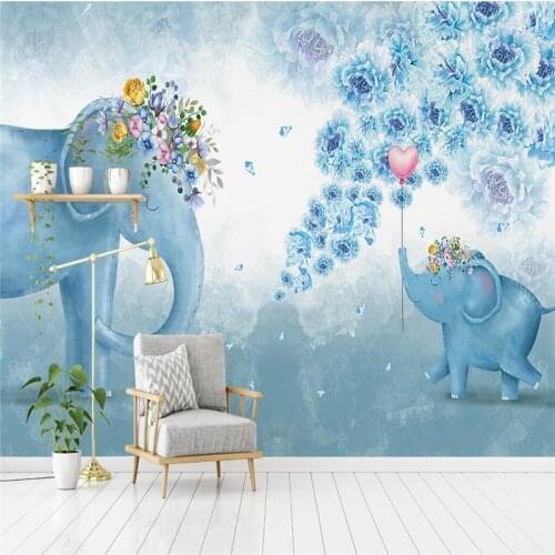 Beibehang custom Elephant flower wallpaper for childrens bedroom wallpapers for living room TV background 3D mural wall paper