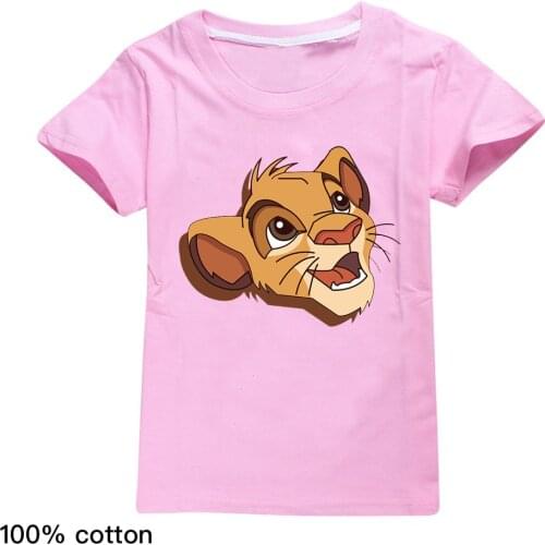 Casual Lion King Simba Cartoon Print T-shirt Tops Girls Boys Kids Cartoon Clothing Teen Sports T-shirt Short Sleeve Tops