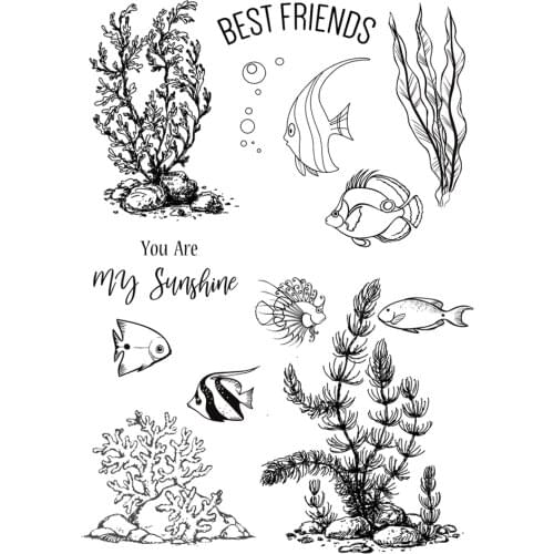 AZSG Waterweeds Fishes Clear Stamps For DIY Scrapbooking Decorative Card Making Crafts Fun Decoration Supplies