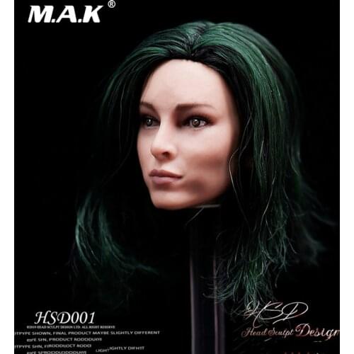 With dark green Hair 1:6 Scale Emma Dumont Head Sculpt Polaris European Star Head Carving 12'' Figure short white Painted Head