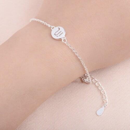 Shuangshuo Retro Scorpio Chain Link Bracelets for Women Scorpio Charm Bracelet Horoscope Astrology Disc Jewelry pulseras SL056