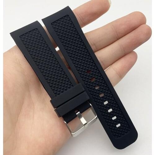 24mm Silicone Watchband Curved End Strap For Tissot For Seiko Watch Accessories Watch Band Steel Folding Buckle Wrist Strap