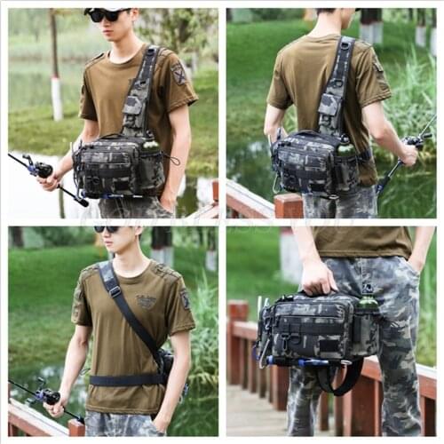Multifunctional Outdoor Fishing Tackle Bag Waterproof Shoulder Crossbody Fish Lures Waist Pack Gear Utility Storage Package