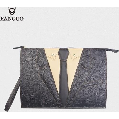 Real Leather Handbags Mens Bags Envelope Day Clutches Large Capacity Phone Holder Card Slots Bag For Business Men