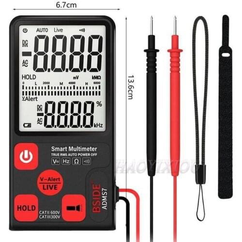 BSIDE ADMS7 Voltage Tester 3.5'' Large LCD Digital Smart Multimeter Triple Display TRMS 6000 Counts DMM with Analog Bargraph