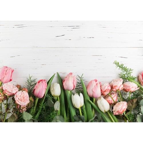Pink Flowers Wooden Board Photographic Background Custom Vinyl Backdrop for Lovers Valentines Day Wedding Photocall Fond Photo