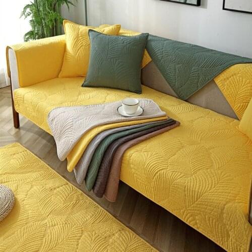 Four Seasons Universal Sofa Cushion Pure Cotton Fabric Nordic non-slip sofa cover towel customize solid color slipcover