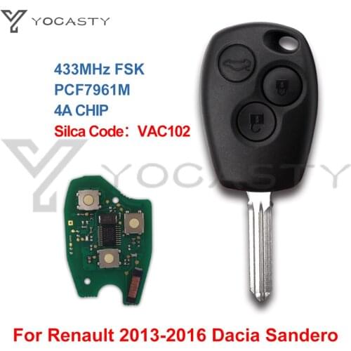 YOCASTY Remote Car Key Fob For Renault Trafic Twingo Symbol Sandero Dacia Duster Logan Sandero 2012 2015 2016 PCF7961M VAC102