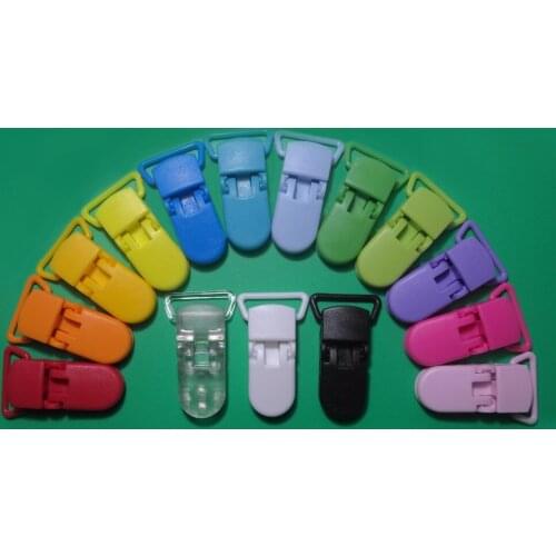 15 Colors Mixed 60pcs Hot D Shape Plastic Pacifier Clip Dummy Clip Suspender Clip For 20MM Ribbon,Soother/Nuk/MAM/Bib/Toy Holder