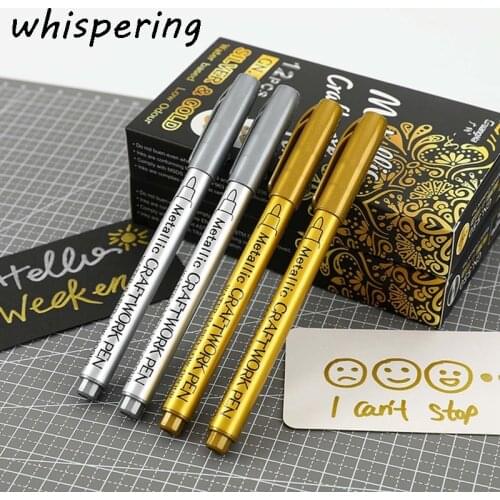 1 PCS Permanent Metallic Marker Pens Silver Gold Paint Pen Marker For Paper Glass Fabric CD Tire DIY Marking Japanese Stationery