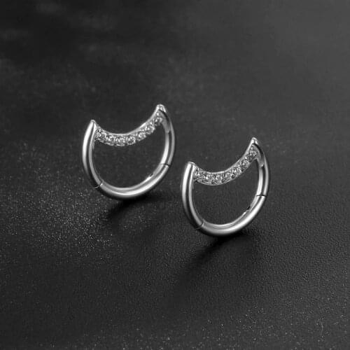 1PC Titanium Hinged Segment Nose Ring Ear Cartilage Tragus Helix Lip Piercing Moon Ring Jewelry